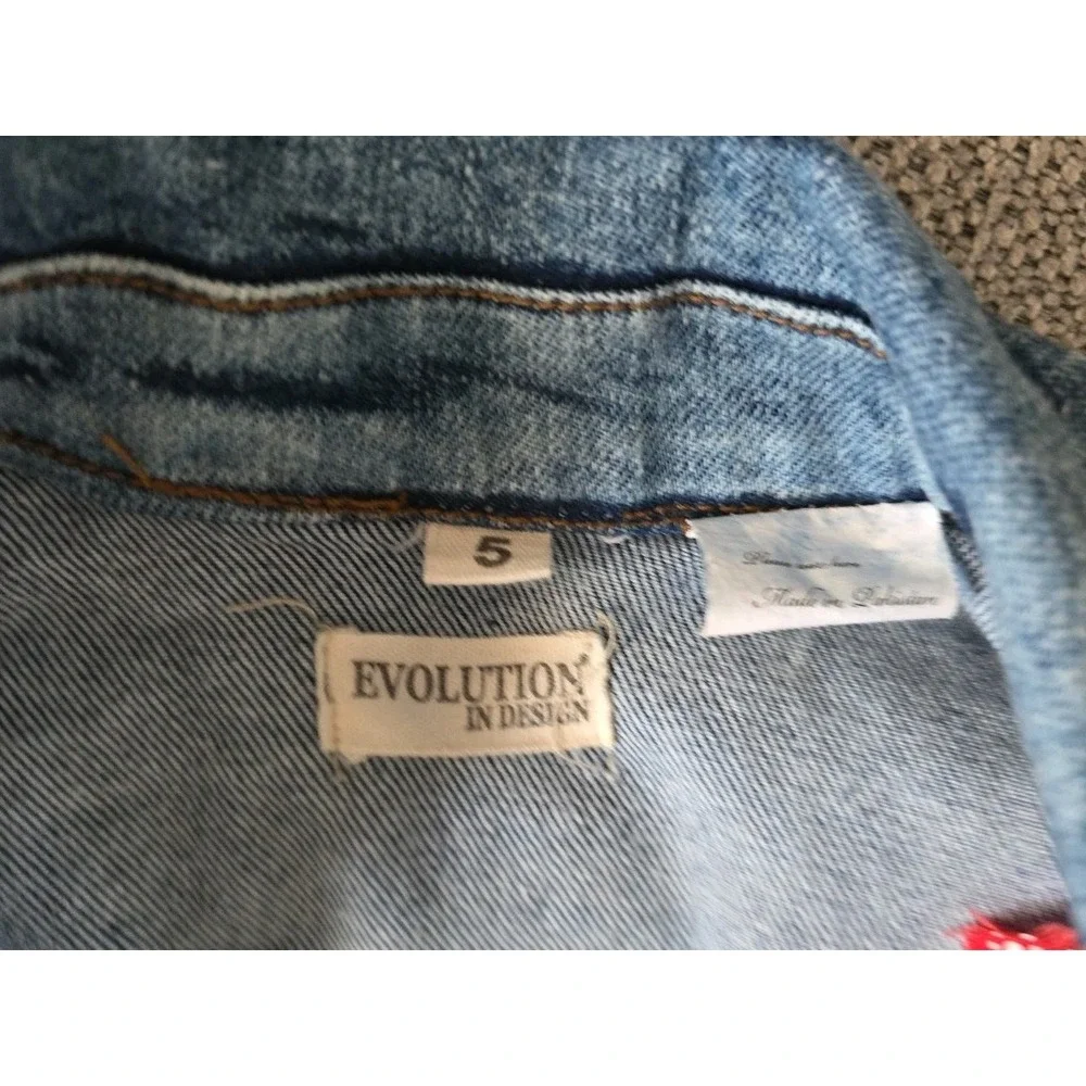 Evolution‎ in Design Youth Ripped Painted Denim Jacket Size 5